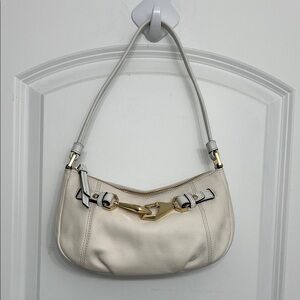 Calvin Klein Ivory Shoulder Bag with Gold Hardware